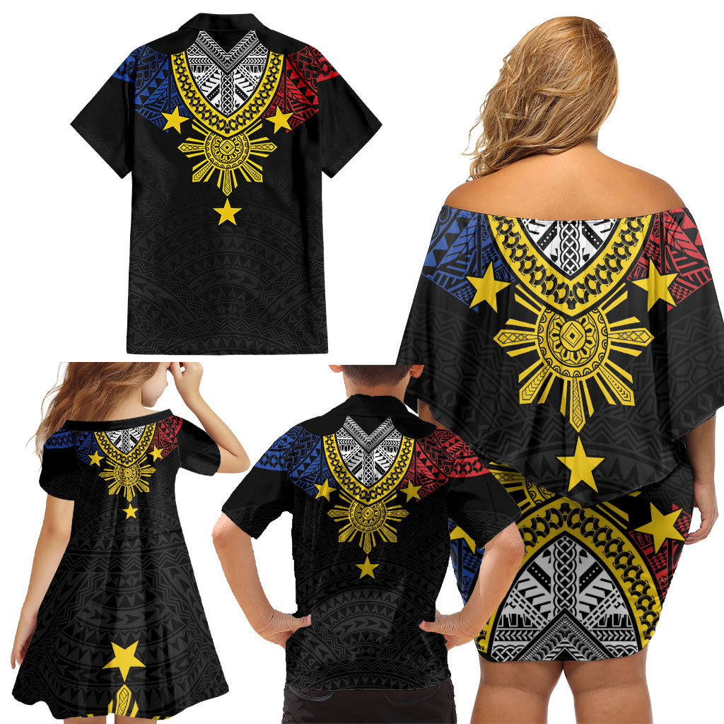 Philippines Heritage Baybayin Mix Polynesian Family Matching Off Shoulder Short Dress and Hawaiian Shirt LT7 - Polynesian Pride