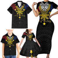 Philippines Heritage Baybayin Mix Polynesian Family Matching Short Sleeve Bodycon Dress and Hawaiian Shirt LT7 - Polynesian Pride