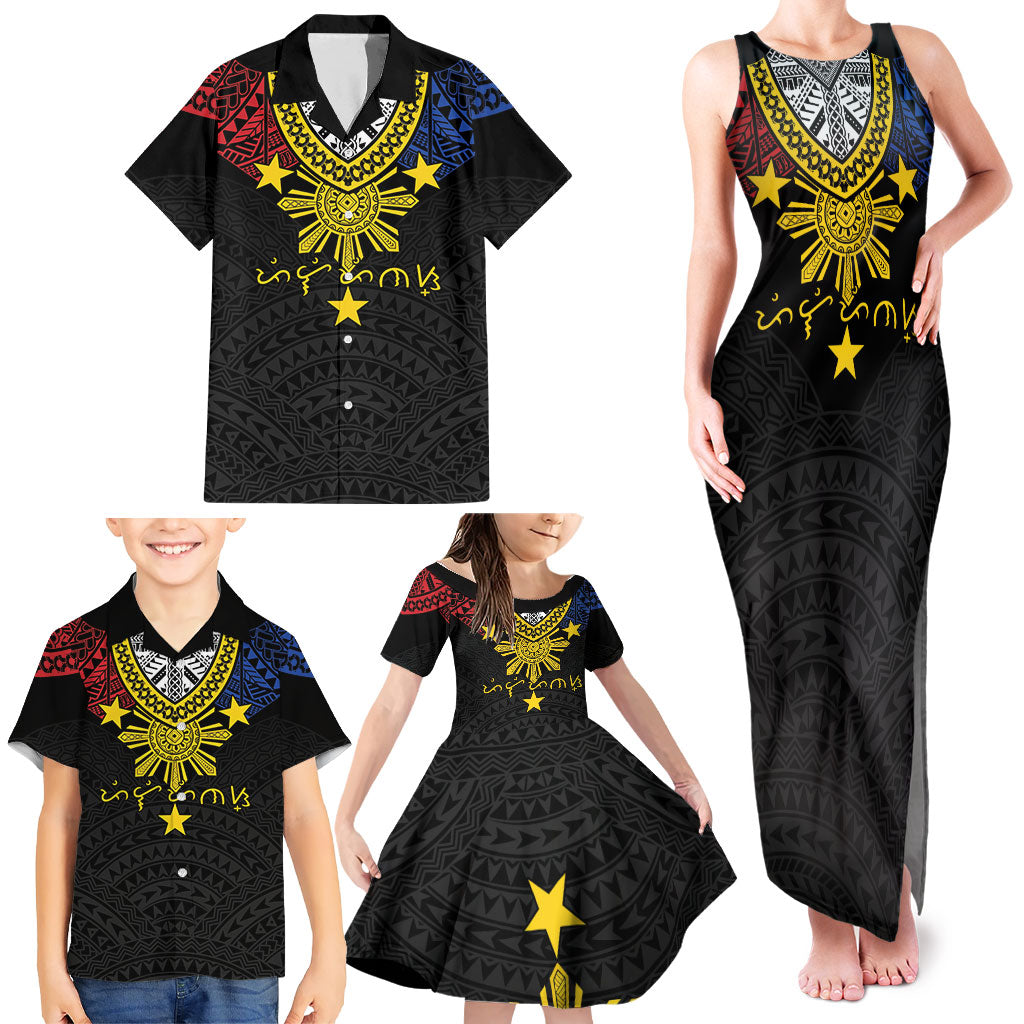Philippines Heritage Baybayin Mix Polynesian Family Matching Tank Maxi Dress and Hawaiian Shirt LT7 - Polynesian Pride