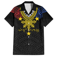 Philippines Heritage Baybayin Mix Polynesian Hawaiian Shirt LT7 Black - Polynesian Pride
