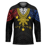 Philippines Heritage Baybayin Mix Polynesian Hockey Jersey LT7 Unisex Black - Polynesian Pride