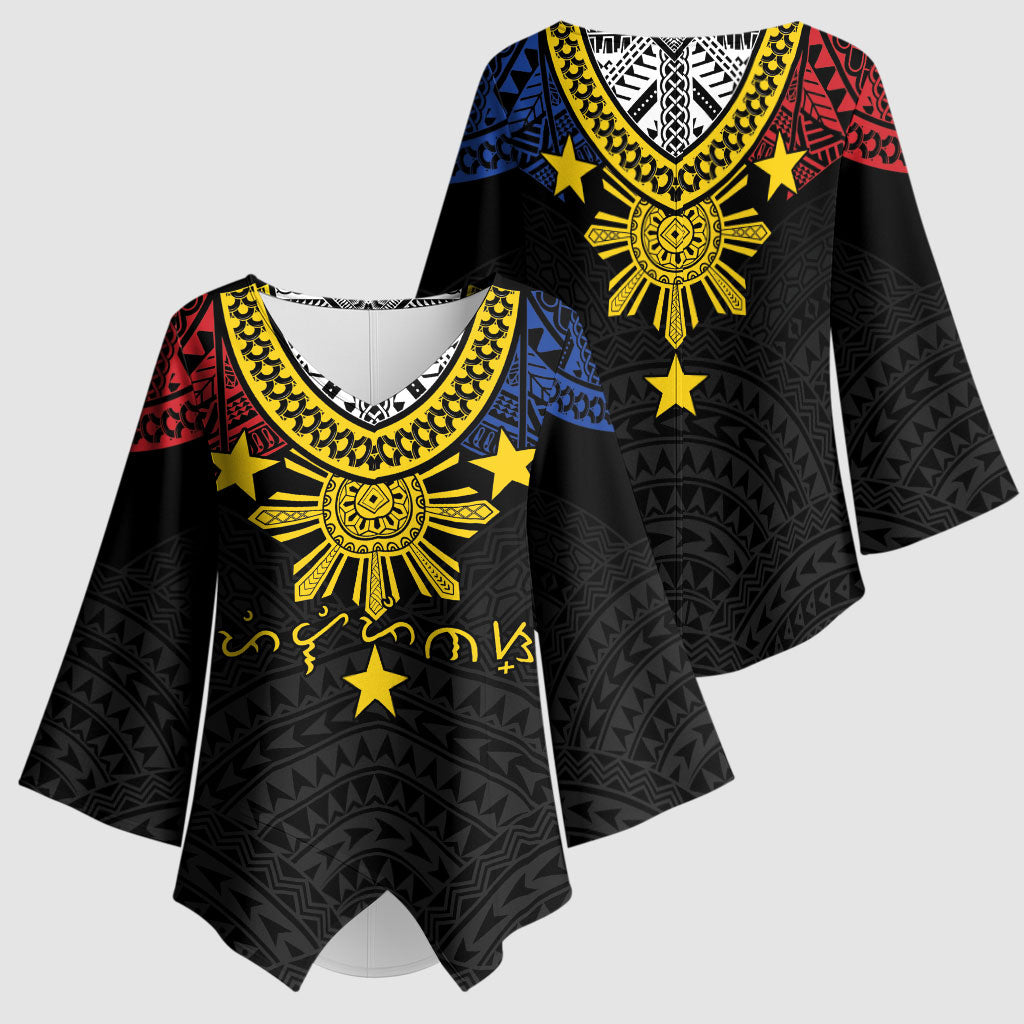 Philippines Heritage Baybayin Mix Polynesian Kimono Sleeve Blouse LT7 - Polynesian Pride