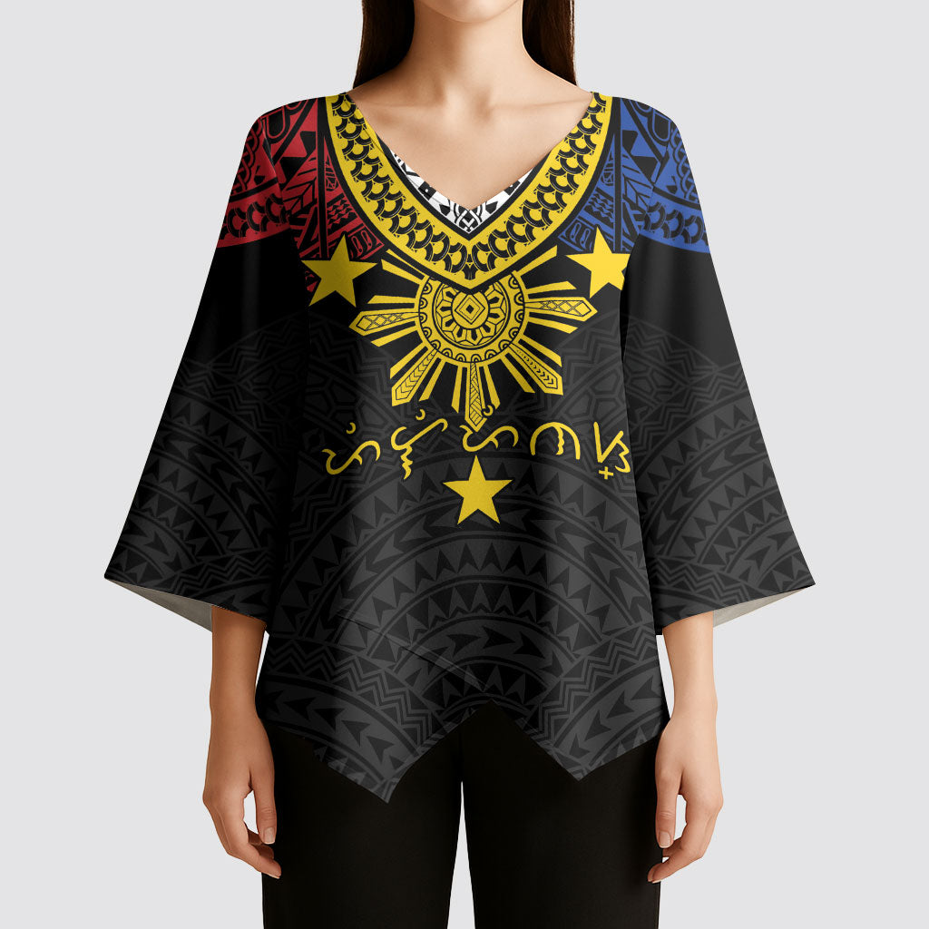 Philippines Heritage Baybayin Mix Polynesian Kimono Sleeve Blouse LT7 - Polynesian Pride