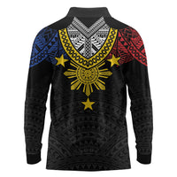 Philippines Heritage Baybayin Mix Polynesian Long Sleeve Polo Shirt