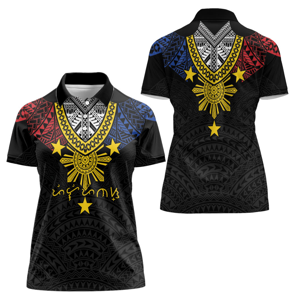 Philippines Heritage Baybayin Mix Polynesian Women Polo Shirt LT7 - Polynesian Pride