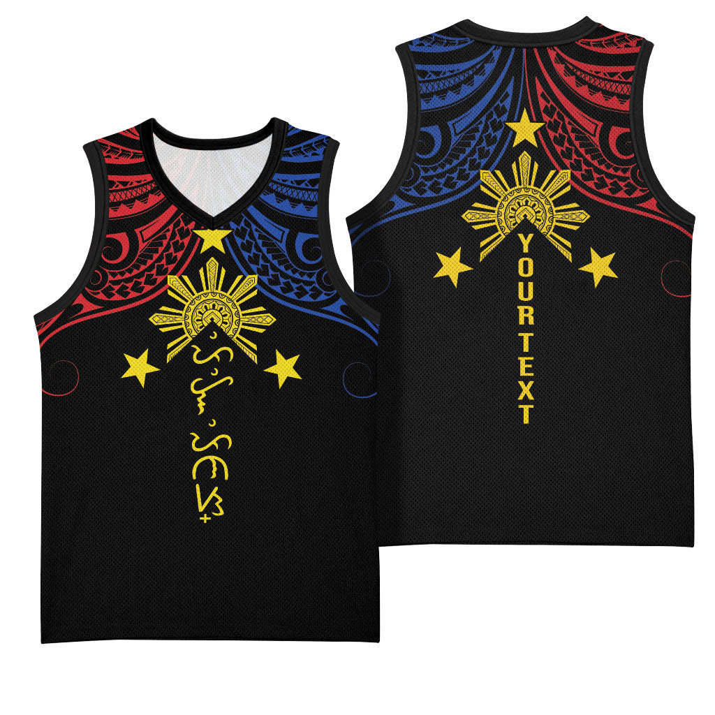 Philippines Heritage Personalized Basketball Jersey Baybayin Philipinas Sun LT7 - Polynesian Pride