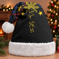 Philippines Heritage Christmas Santa Hat Baybayin Philipinas Sun LT7 With Fur Black - Polynesian Pride