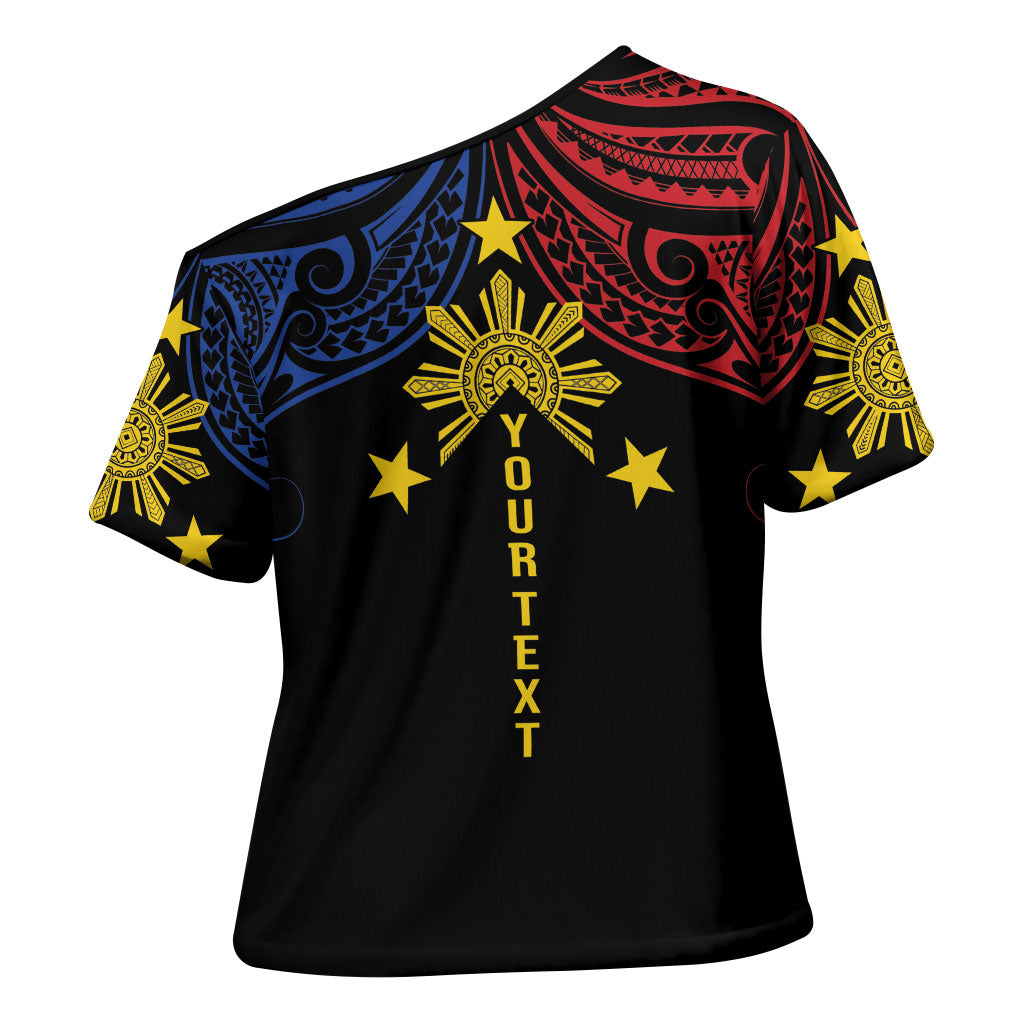Philippines Heritage Personalized Cross Shoulder Shirt Baybayin Philipinas Sun LT7 - Polynesian Pride
