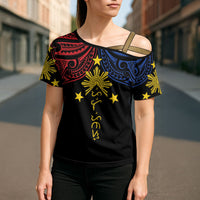 Philippines Heritage Personalized Cross Shoulder Shirt Baybayin Philipinas Sun LT7 - Polynesian Pride