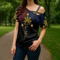 Philippines Heritage Personalized Cross Shoulder Shirt Baybayin Philipinas Sun LT7 - Polynesian Pride