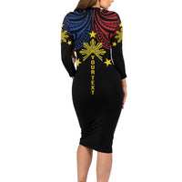 Philippines Heritage Personalized Family Matching Long Sleeve Bodycon Dress and Hawaiian Shirt Baybayin Philipinas Sun LT7 - Polynesian Pride