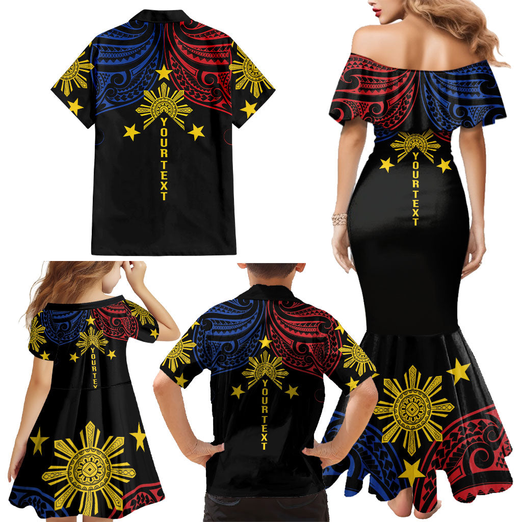 Philippines Heritage Personalized Family Matching Mermaid Dress and Hawaiian Shirt Baybayin Philipinas Sun LT7 - Polynesian Pride