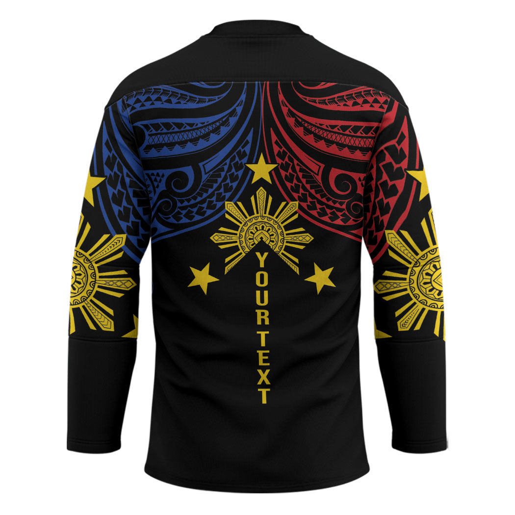 Philippines Heritage Personalized Hockey Jersey Baybayin Philipinas Sun