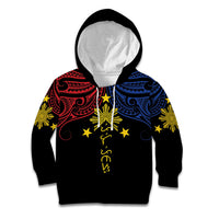 Philippines Heritage Personalized Kid Hoodie Baybayin Philipinas Sun LT7 Hoodie Black - Polynesian Pride