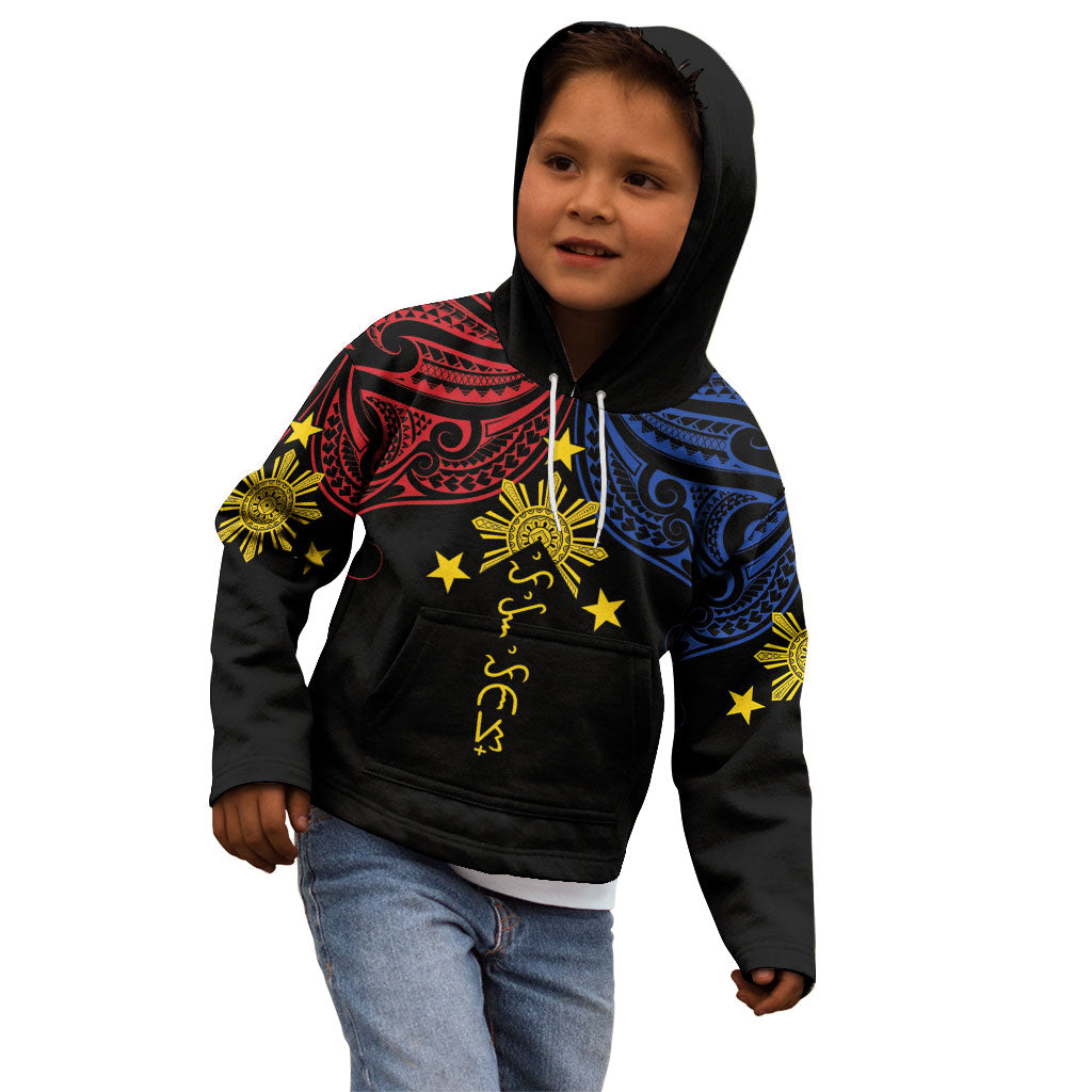 Philippines Heritage Personalized Kid Hoodie Baybayin Philipinas Sun LT7 - Polynesian Pride