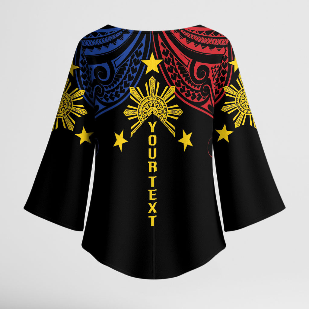 Philippines Heritage Personalized Kimono Sleeve Blouse Baybayin Philipinas Sun LT7 - Polynesian Pride