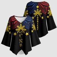Philippines Heritage Personalized Kimono Sleeve Blouse Baybayin Philipinas Sun LT7 - Polynesian Pride