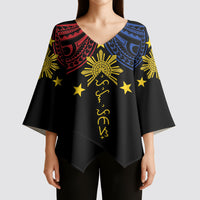 Philippines Heritage Personalized Kimono Sleeve Blouse Baybayin Philipinas Sun LT7 - Polynesian Pride