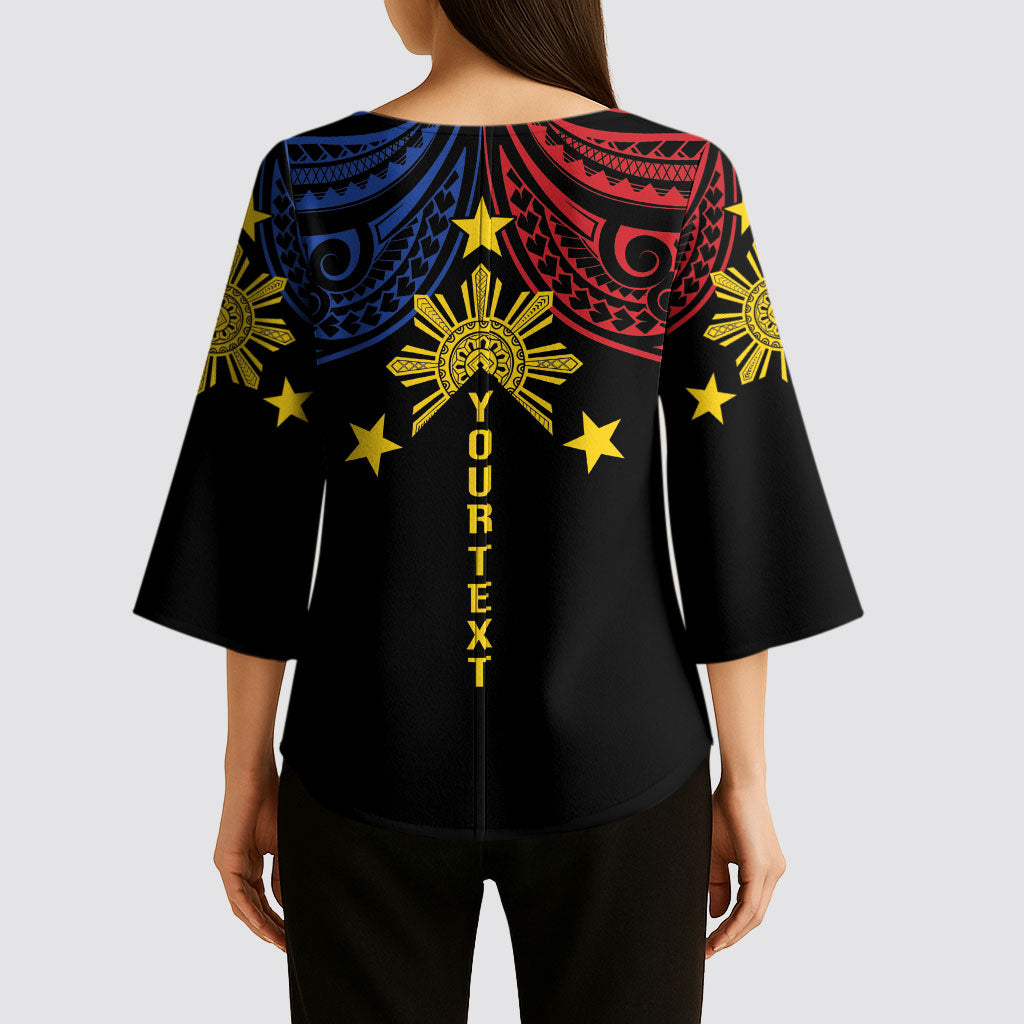 Philippines Heritage Personalized Kimono Sleeve Blouse Baybayin Philipinas Sun LT7 - Polynesian Pride