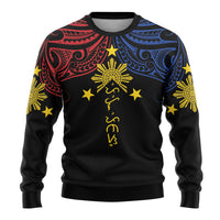 Philippines Heritage Personalized Ugly Christmas Sweater Baybayin Philipinas Sun LT7 - Polynesian Pride