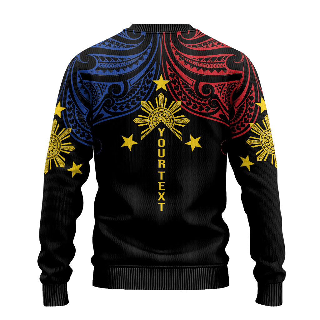 Philippines Heritage Personalized Ugly Christmas Sweater Baybayin Philipinas Sun LT7 - Polynesian Pride