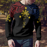 Philippines Heritage Personalized Ugly Christmas Sweater Baybayin Philipinas Sun LT7 - Polynesian Pride