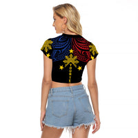 Philippines Heritage Personalized Raglan Cropped T Shirt Baybayin Philipinas Sun LT7 - Polynesian Pride