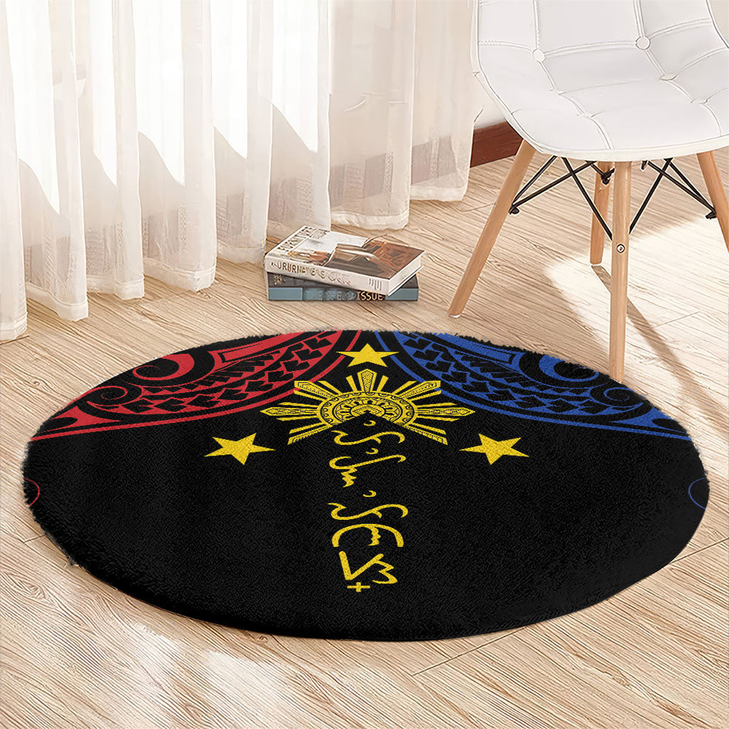 Philippines Heritage Round Carpet Baybayin Philipinas Sun