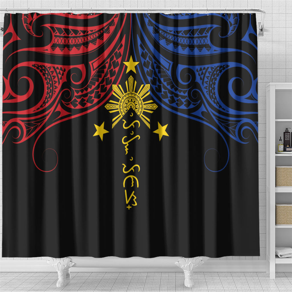 Philippines Heritage Shower Curtain Baybayin Philipinas Sun