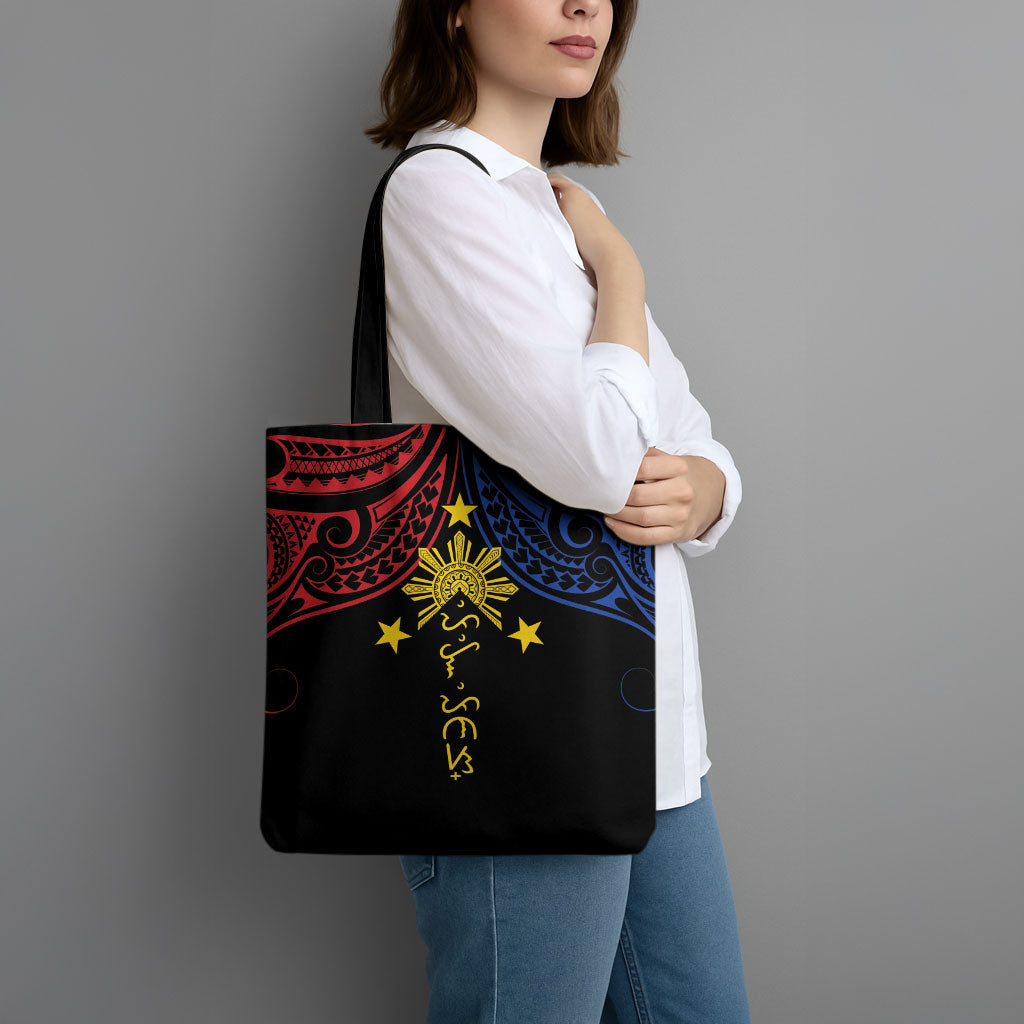 Philippines Heritage Tote Bag Baybayin Philipinas Sun
