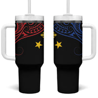 Philippines Heritage Tumbler With Handle Baybayin Philipinas Sun LT7 One Size: 40 oz Black - Polynesian Pride