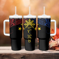 Philippines Heritage Tumbler With Handle Baybayin Philipinas Sun LT7 - Polynesian Pride