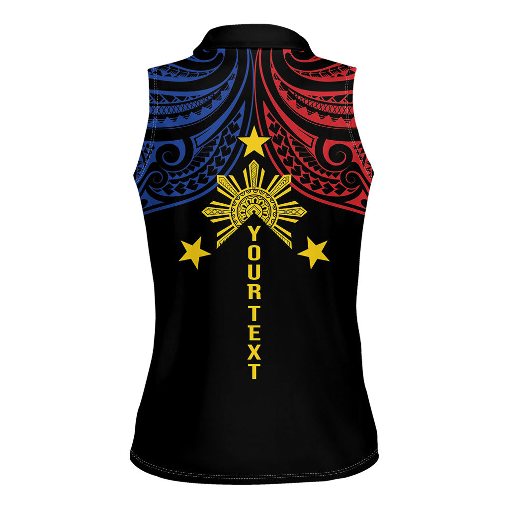 Philippines Heritage Personalized Women Sleeveless Polo Shirt Baybayin Philipinas Sun