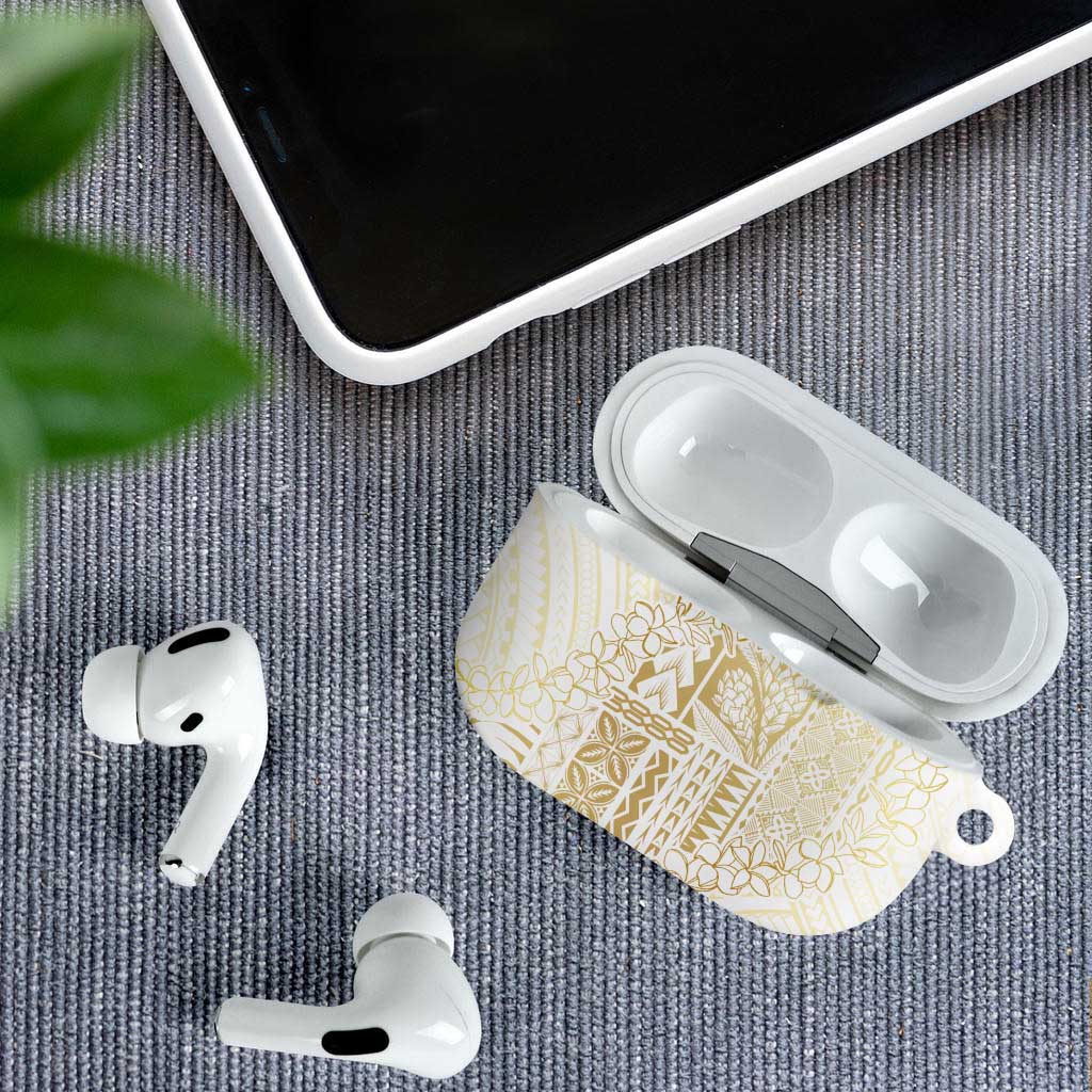 Samoa Lotu Tamaiti Mamanu Siapo AirPods Case Golden Plumeria - Polynesian Pride