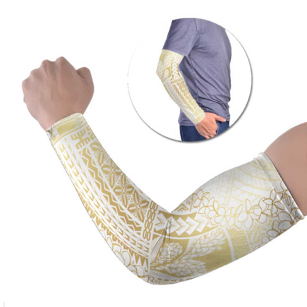 Samoa Lotu Tamaiti Mamanu Siapo Arm Sleeves Golden Plumeria - Polynesian Pride