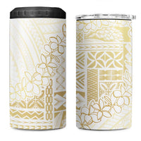 Samoa Lotu Tamaiti Mamanu Siapo 4 in 1 Can Cooler Tumbler Golden Plumeria LT7 One Size: 16 oz Gold - Polynesian Pride