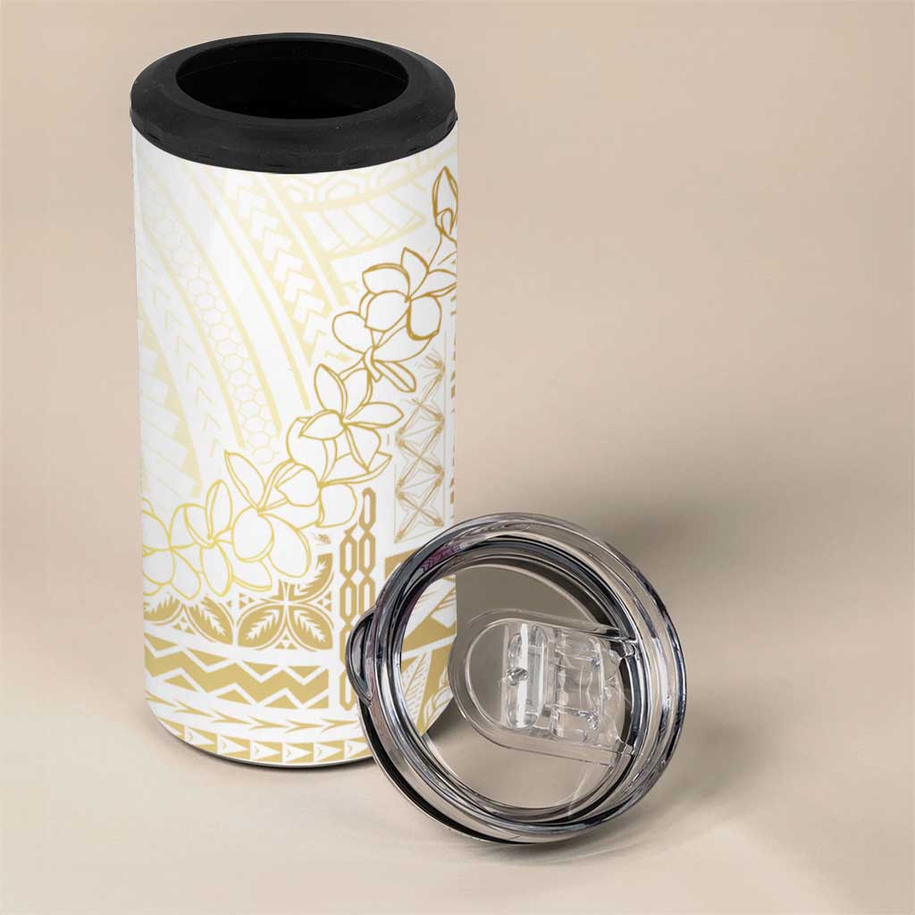 Samoa Lotu Tamaiti Mamanu Siapo 4 in 1 Can Cooler Tumbler Golden Plumeria LT7 - Polynesian Pride
