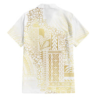 Samoa Lotu Tamaiti Mamanu Siapo Family Matching Off Shoulder Maxi Dress and Hawaiian Shirt Golden Plumeria LT7 - Polynesian Pride
