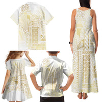 Samoa Lotu Tamaiti Mamanu Siapo Family Matching Tank Maxi Dress and Hawaiian Shirt Golden Plumeria LT7 - Polynesian Pride
