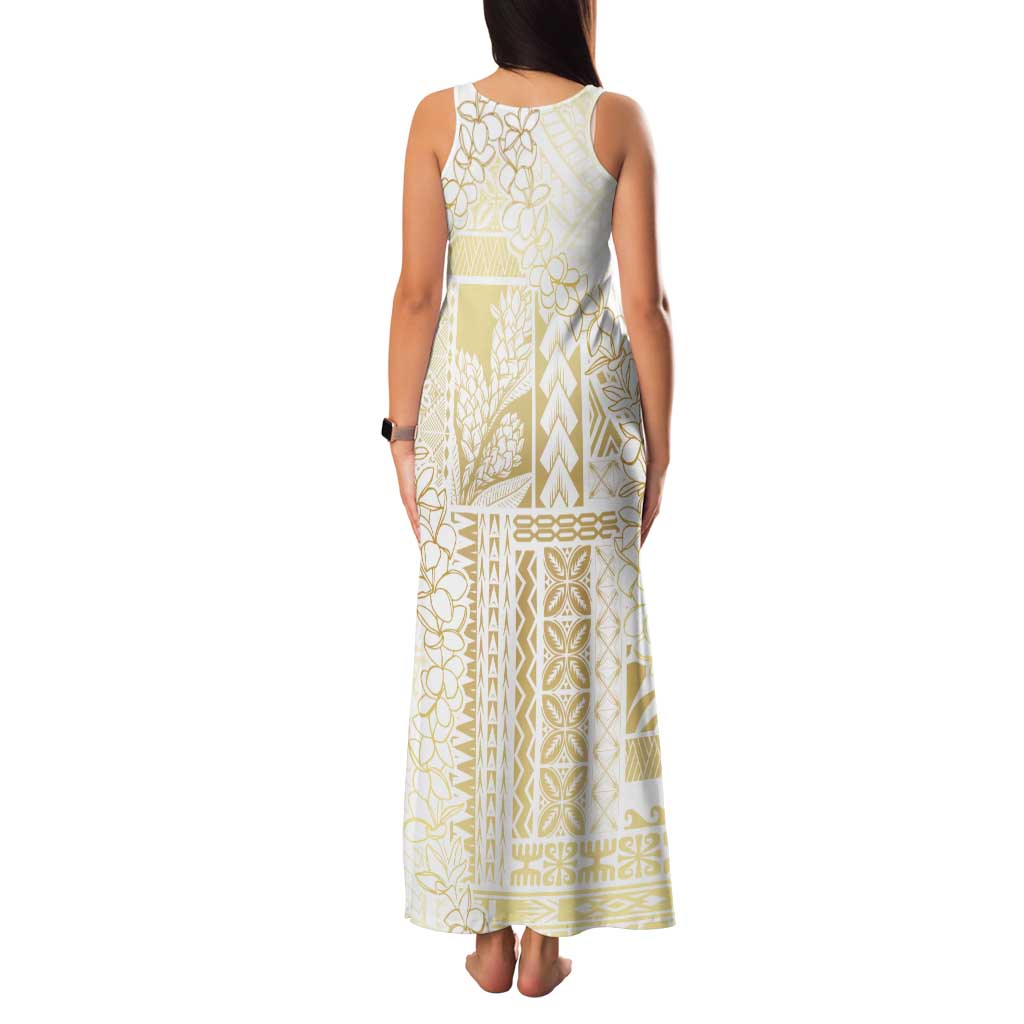 Samoa Lotu Tamaiti Mamanu Siapo Family Matching Tank Maxi Dress and Hawaiian Shirt Golden Plumeria LT7 - Polynesian Pride