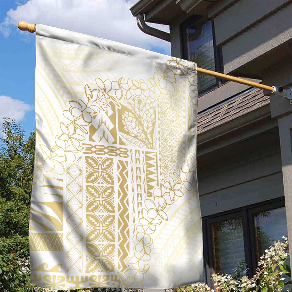 Samoa Lotu Tamaiti Mamanu Siapo Garden Flag Golden Plumeria - Polynesian Pride