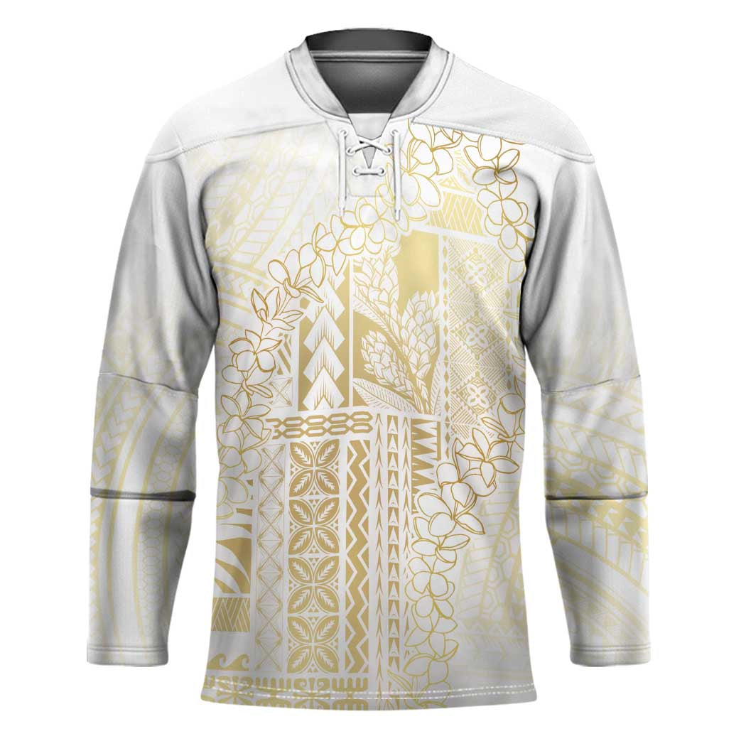 Samoa Lotu Tamaiti Mamanu Siapo Hockey Jersey Golden Plumeria LT7 Unisex Gold - Polynesian Pride