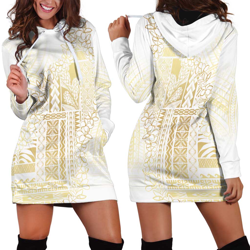 Samoa Lotu Tamaiti Mamanu Siapo Hoodie Dress Golden Plumeria LT7 - Polynesian Pride