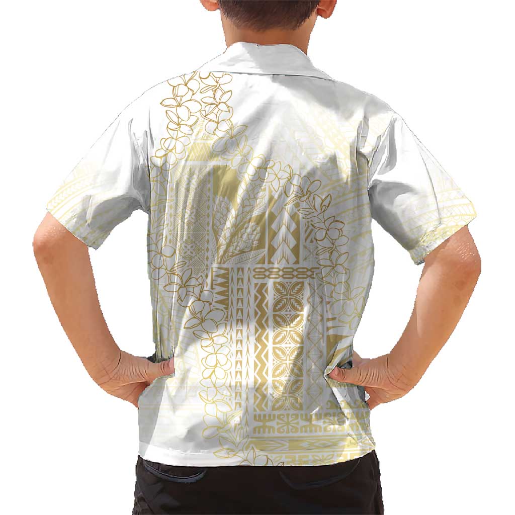 Samoa Lotu Tamaiti Mamanu Siapo Kid Hawaiian Shirt Golden Plumeria LT7 - Polynesian Pride