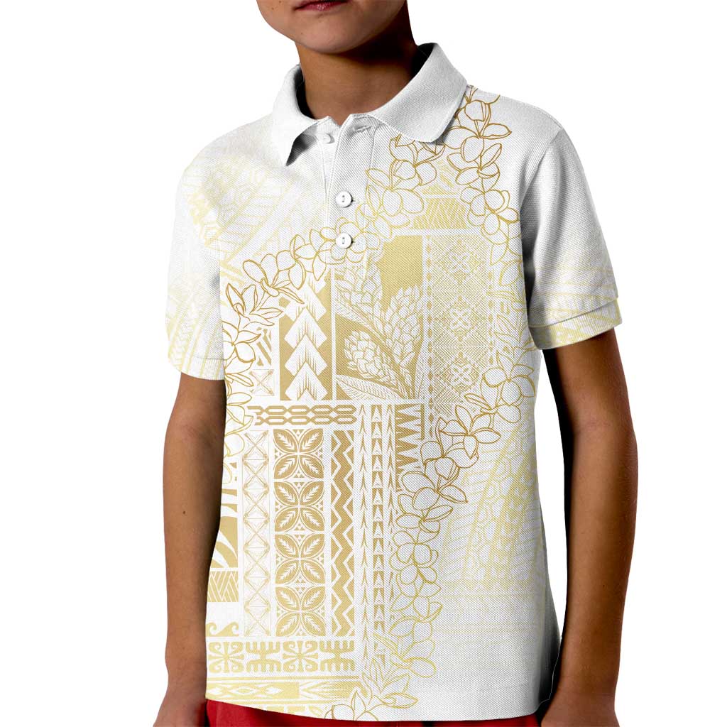Samoa Lotu Tamaiti Mamanu Siapo Kid Polo Shirt Golden Plumeria LT7 Kid Gold - Polynesian Pride
