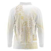 Samoa Lotu Tamaiti Mamanu Siapo Long Sleeve Polo Shirt Golden Plumeria LT7 - Polynesian Pride