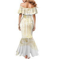 Samoa Lotu Tamaiti Mamanu Siapo Mermaid Dress Golden Plumeria LT7 - Polynesian Pride