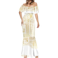 Samoa Lotu Tamaiti Mamanu Siapo Mermaid Dress Golden Plumeria LT7 - Polynesian Pride