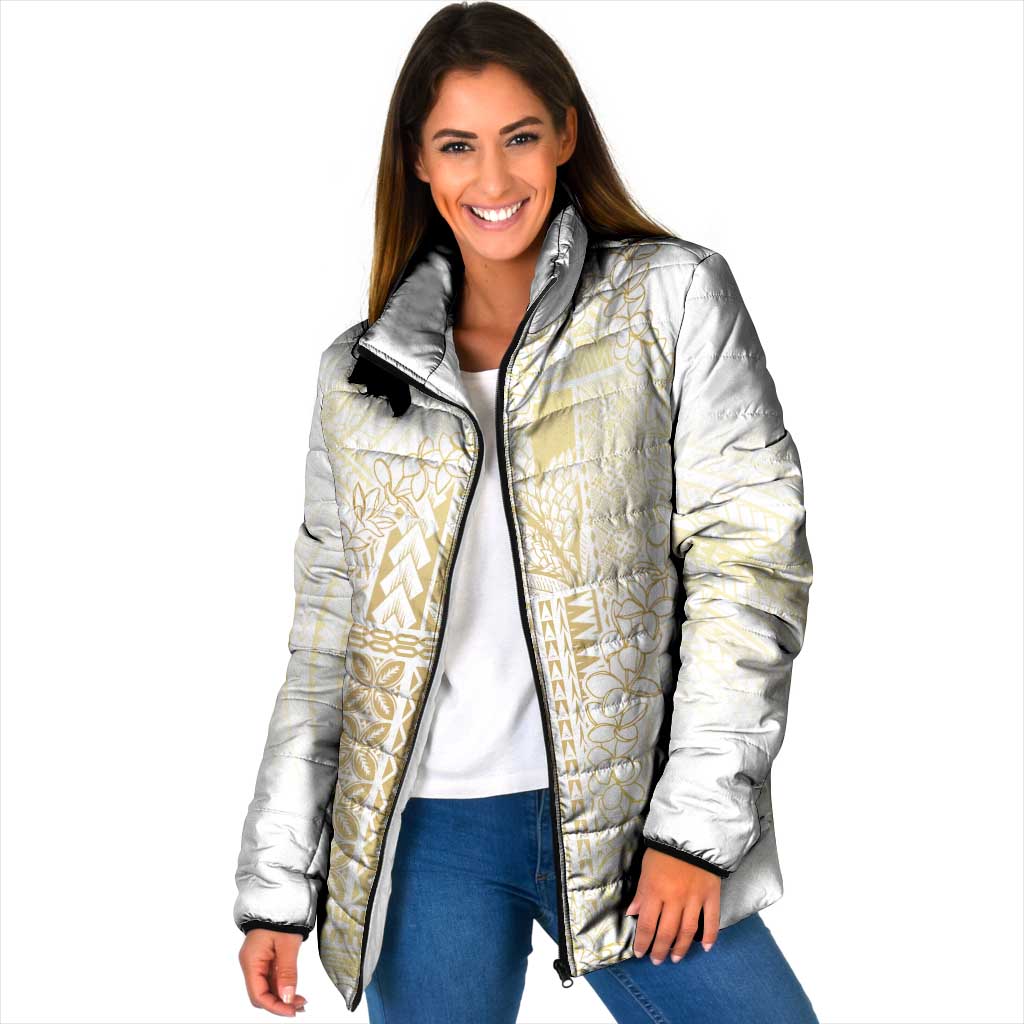 Samoa Lotu Tamaiti Mamanu Siapo Padded Jacket Golden Plumeria - Polynesian Pride