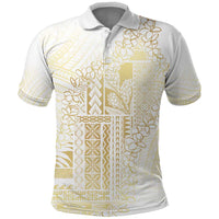 Samoa Lotu Tamaiti Mamanu Siapo Polo Shirt Golden Plumeria LT7 Gold - Polynesian Pride